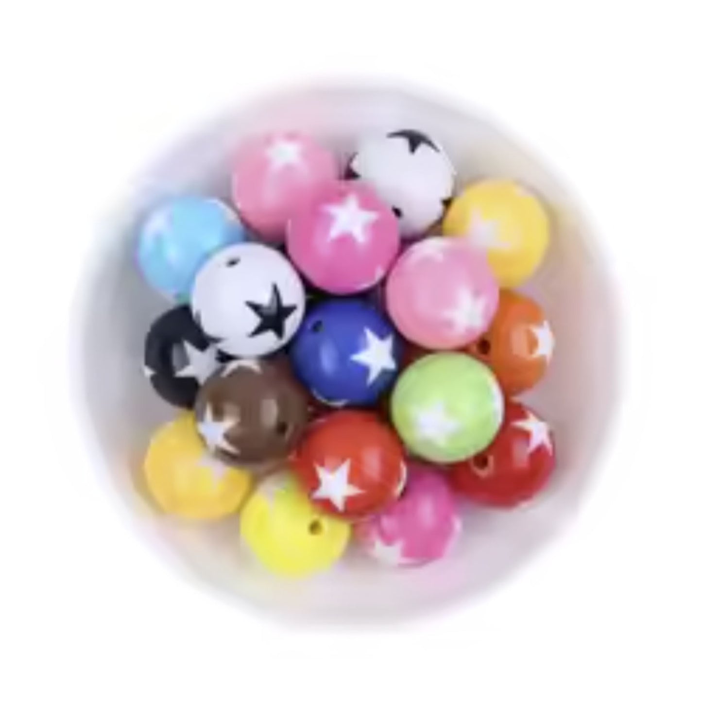 20-200pcs Fashion Jewellery Round Resin Printed Beads | 16mm Stars | Asia Sell