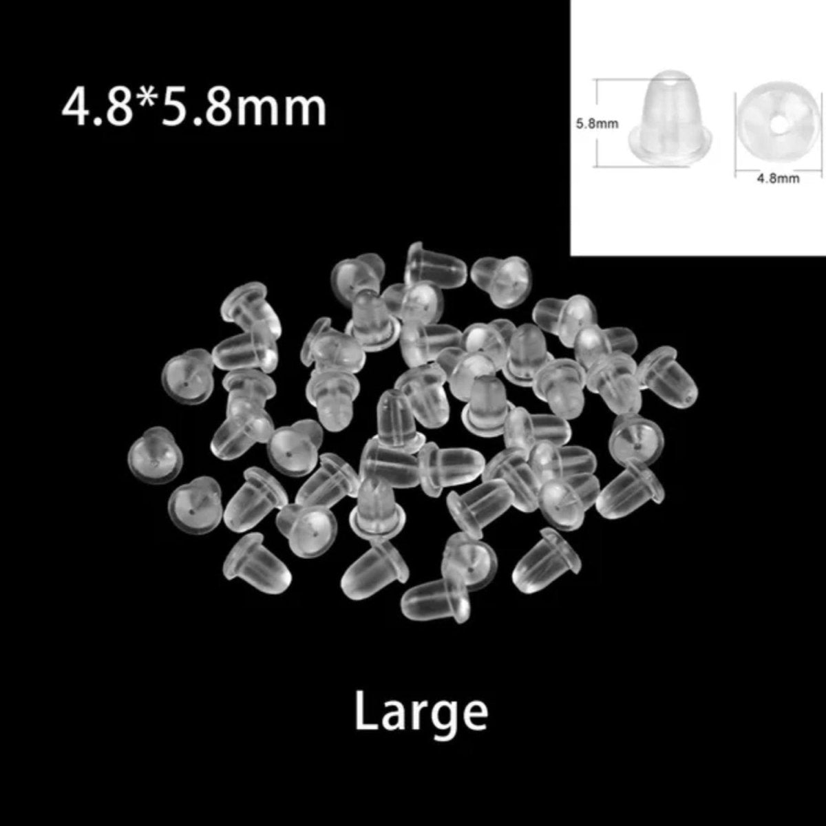 2000pcs Soft Silicone Rubber Earring Back Stoppers for Stud Earrings DIY Earring Findings Accessories Bullet Tube Ear Plugs - Large 4.8x5.8mm - - Asia Sell