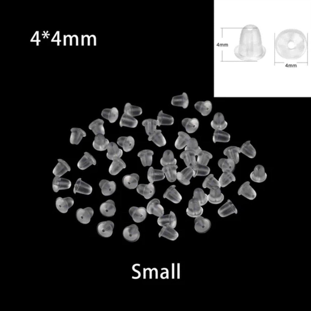 2000pcs Soft Silicone Rubber Earring Back Stoppers for Stud Earrings DIY Earring Findings Accessories Bullet Tube Ear Plugs - Small 4x4mm - - Asia Sell