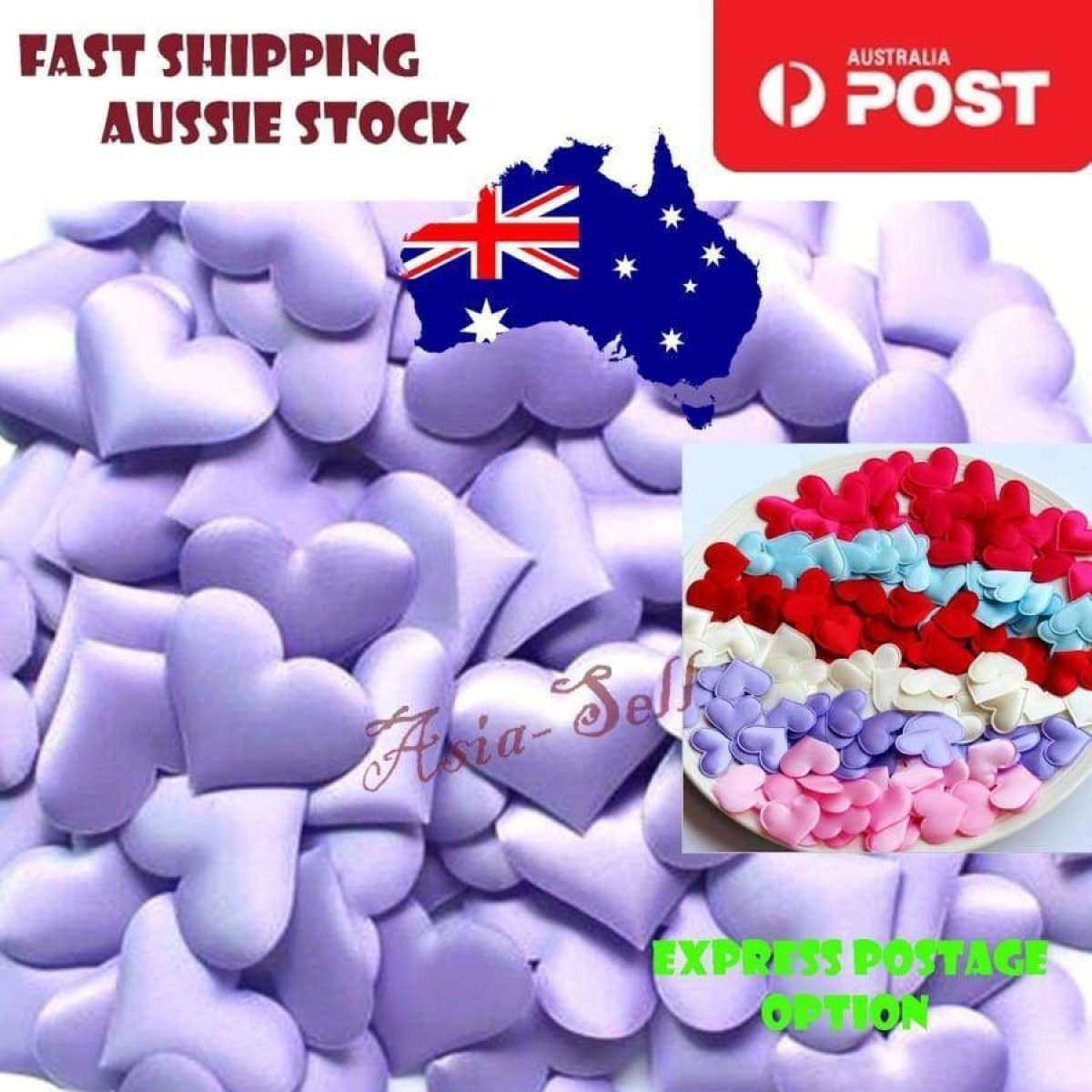 200pcs Fabric Hearts PURPLE 3.2cm Wedding Party Confetti Table Decorations - - Asia Sell