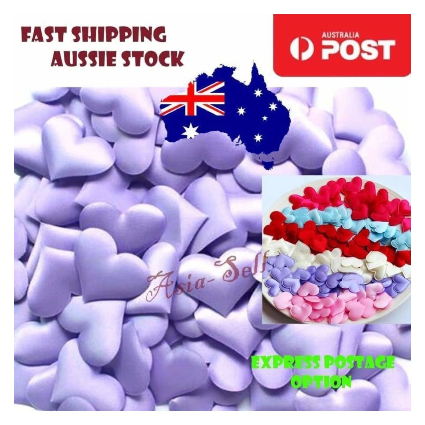 200pcs Fabric Hearts PURPLE 3.2cm Wedding Party Confetti Table Decorations - - Asia Sell