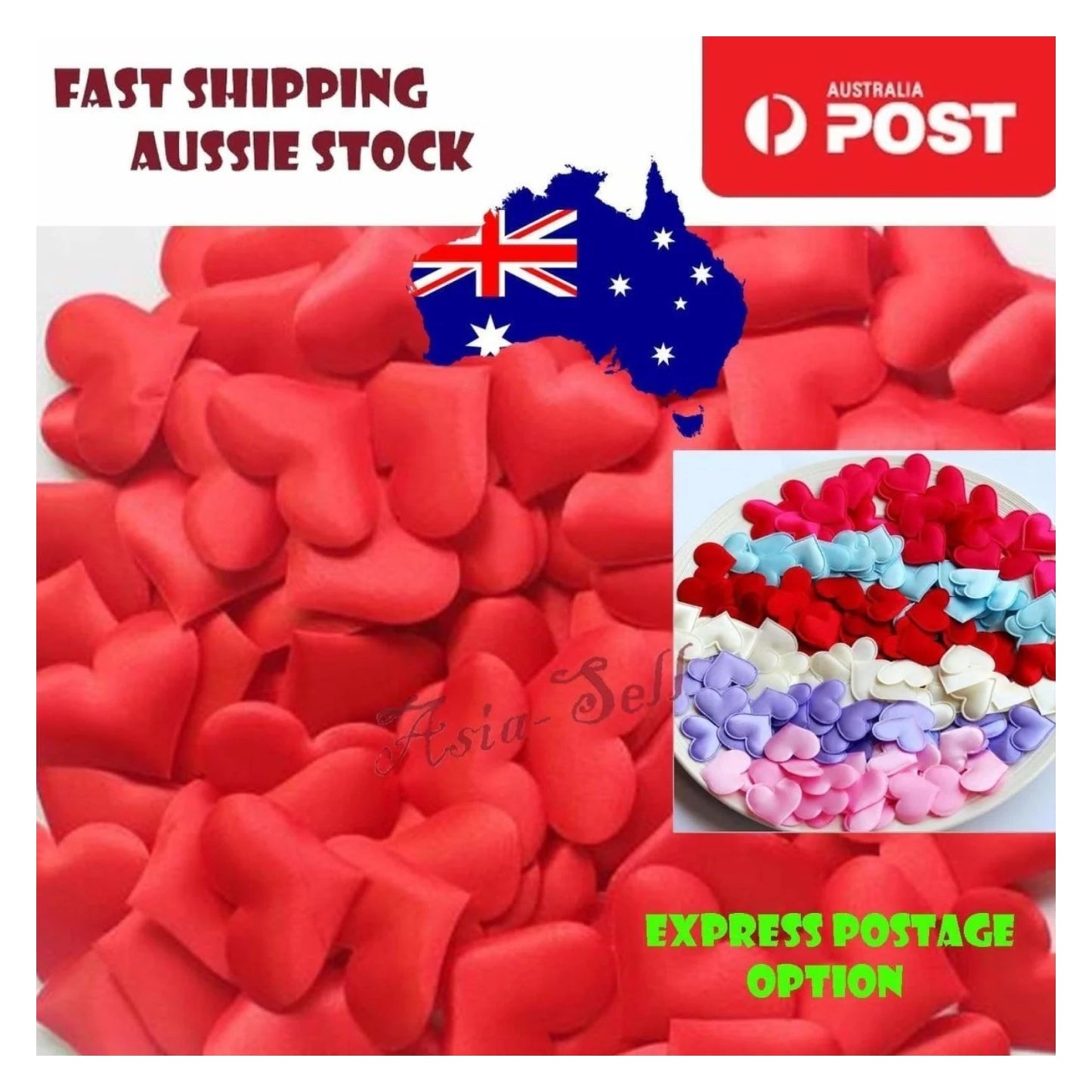 200pcs Fabric Hearts RED 3.2cm Wedding Party Confetti Table Decorations - - Asia Sell