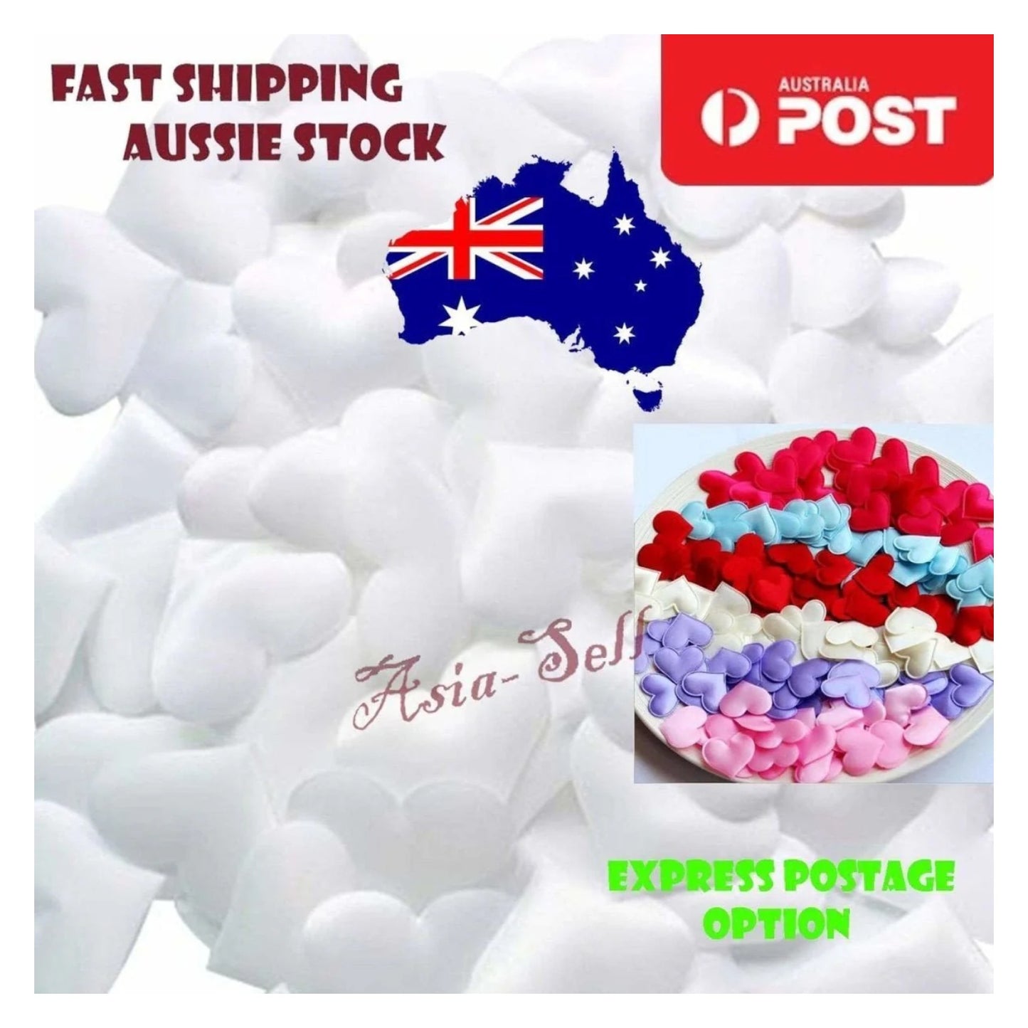 200pcs Fabric Hearts WHITE 3.2cm Wedding Party Confetti Table Decorations - - Asia Sell