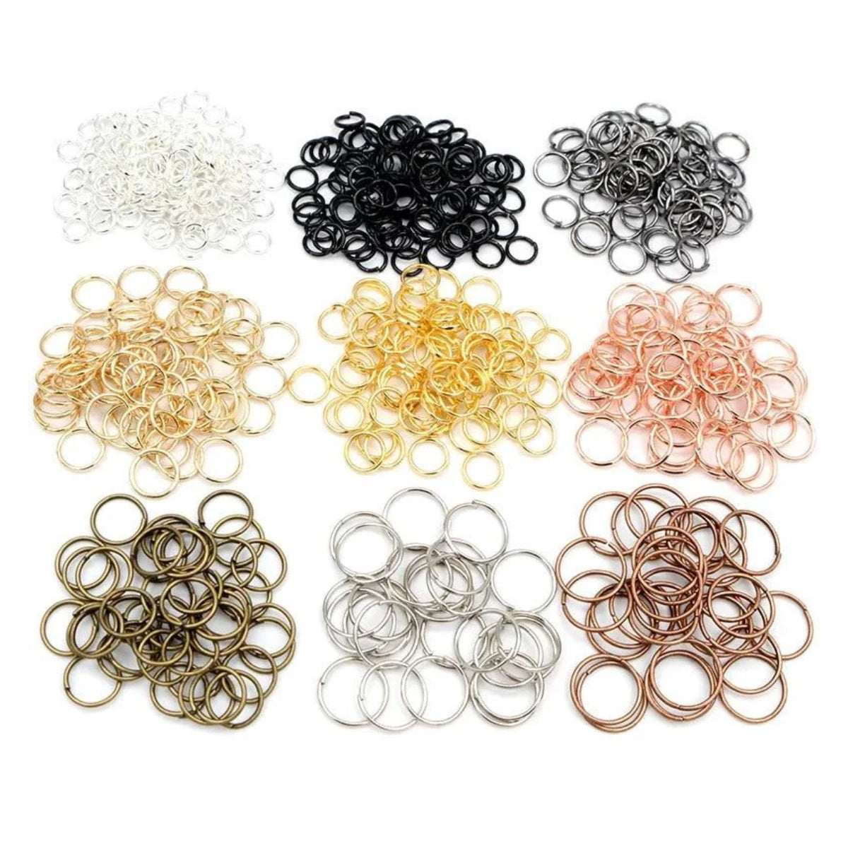 200pcs Open Jump Rings 8mm 10mm 12mm Single Loop Rhodium Light Silver Gold KC Gold Keyrings Small - 8mm Light Silver - Asia Sell