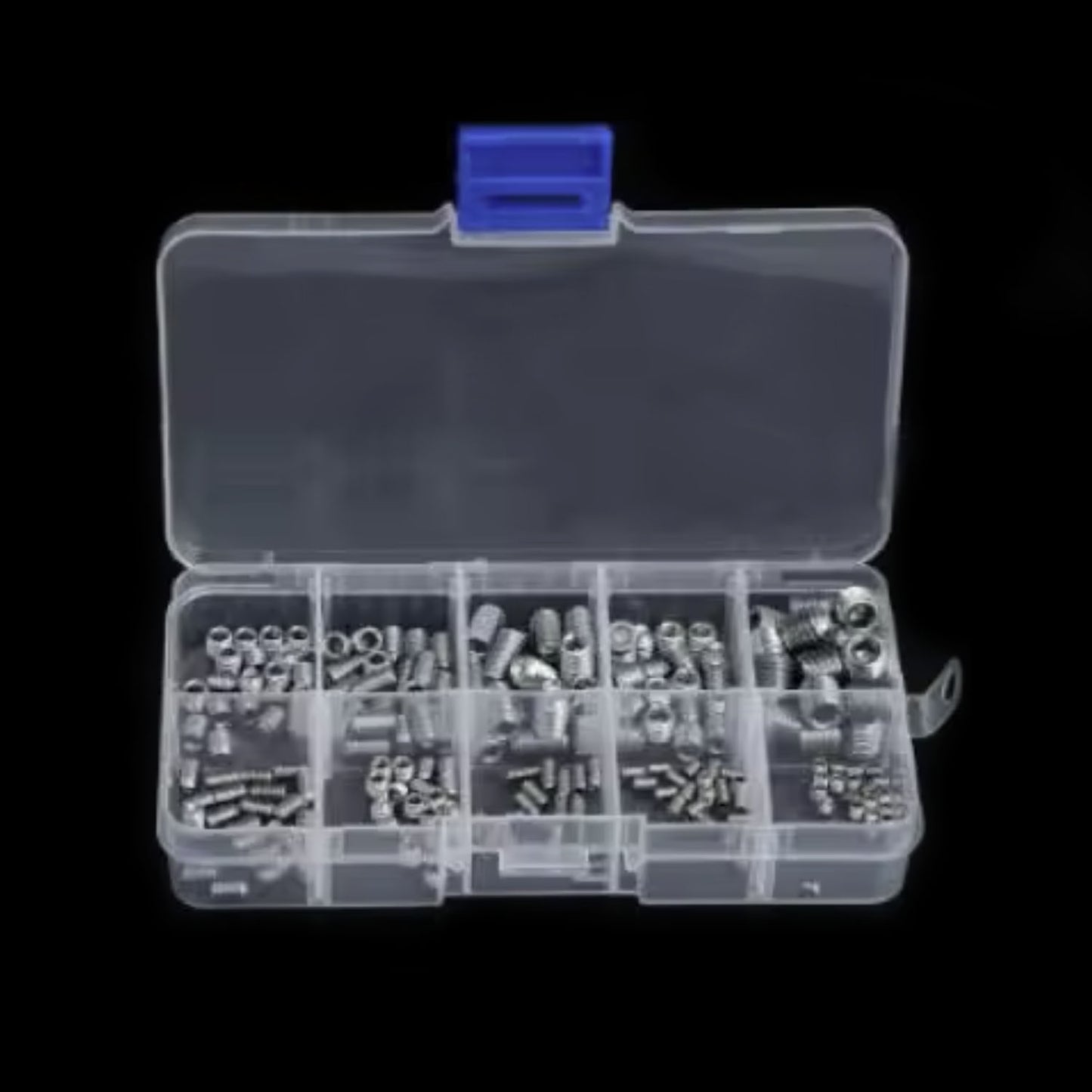 200pcs Box Headless Screw Hexagon Socket Screw Combination Platter Set Recessed End | Silver | Asia Sell