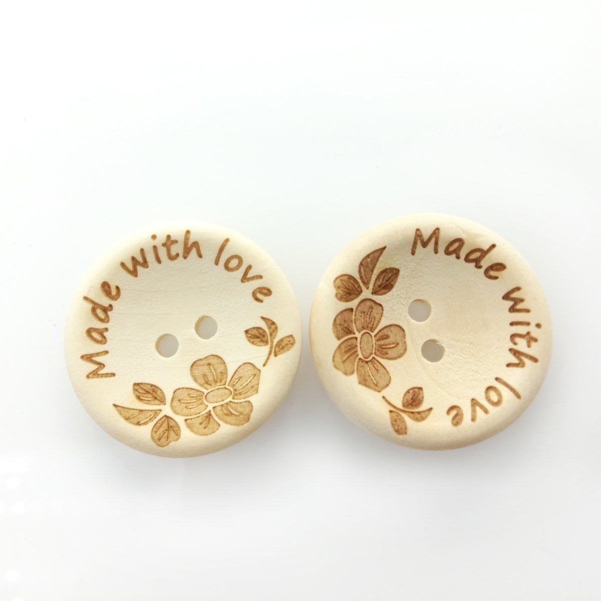 20/30pcs 25mm/30mm Made With Love Handmade Clothes Flower Wooden Sewing Buttons - 30mm 20pcs - Asia Sell