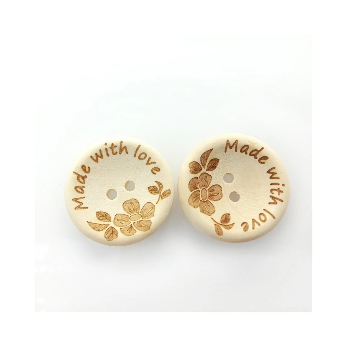 20/30pcs 25mm/30mm Made With Love Handmade Clothes Flower Wooden Sewing Buttons - 30mm 20pcs - Asia Sell