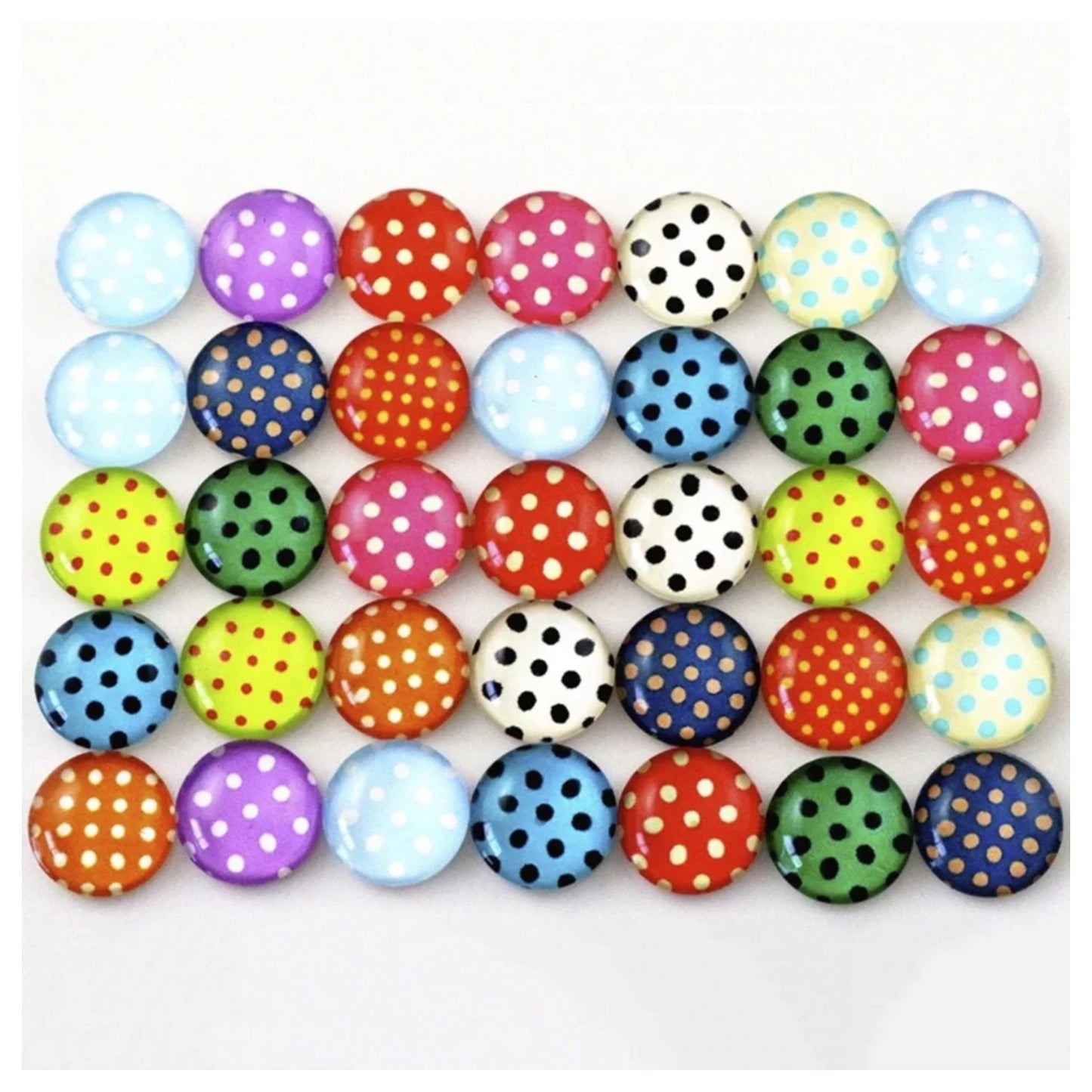 20pcs 12mm Round Glass Cabochons Mixed Photographic Backing Flat Back - - Asia Sell
