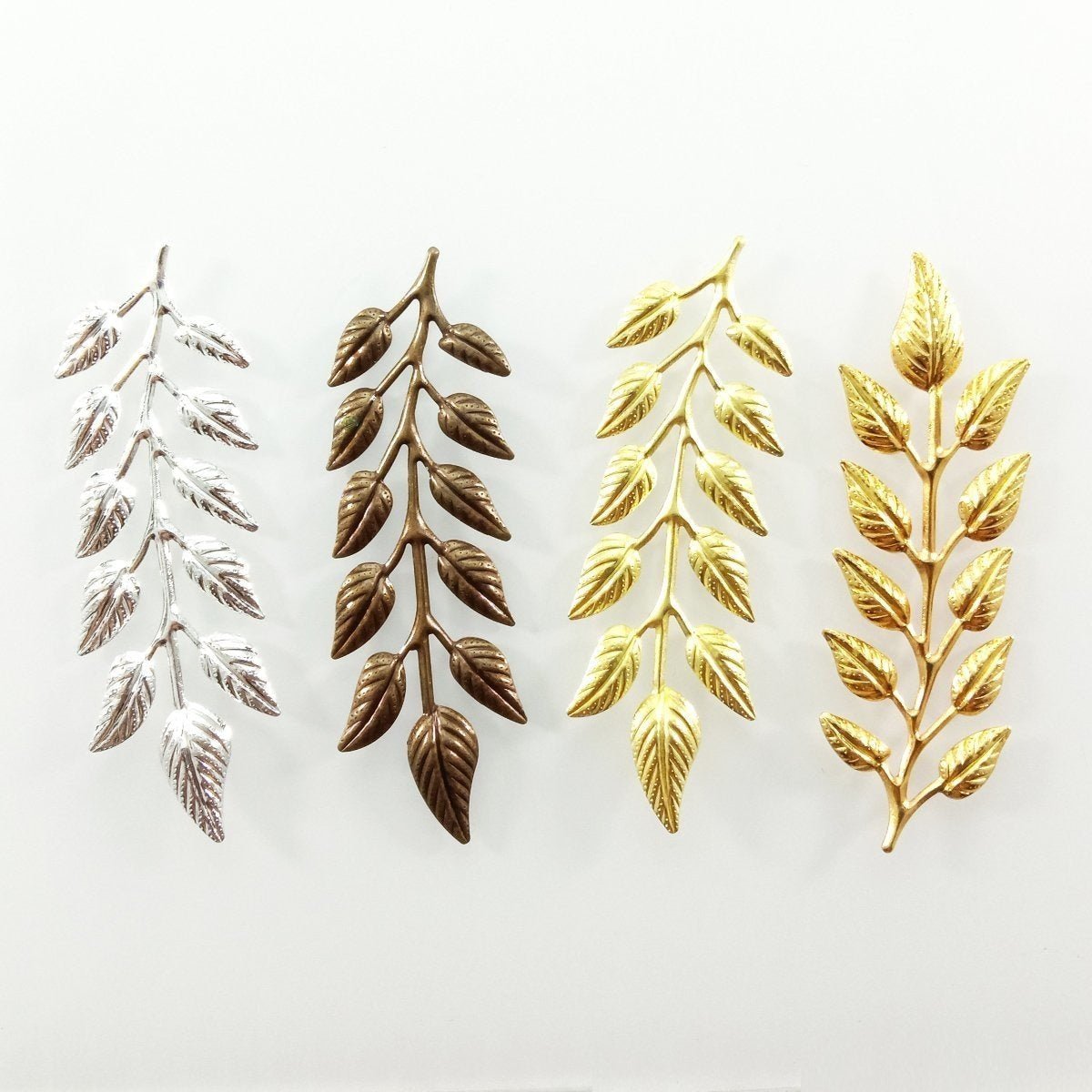 20pcs 19x64mm Gold Bronze Brass Silver Colour Leaf Leaves Charm Pendant Jewellery Making Craft DIY