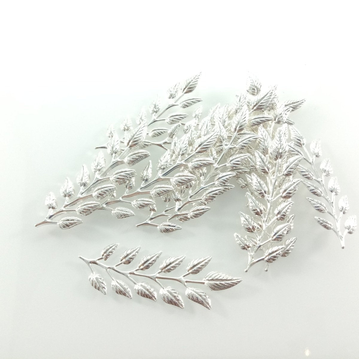 20pcs 19x64mm Gold Bronze Brass Silver Colour Leaf Leaves Charm Pendant Jewellery Making Craft DIY - Silver - Asia Sell