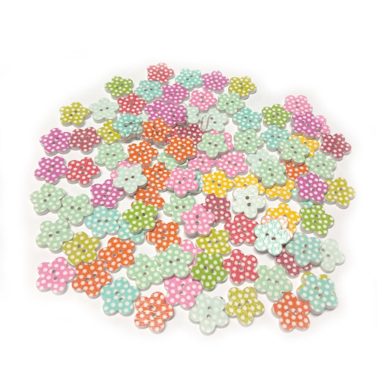 20pcs 2-Hole Wooden Buttons Flower Designs White Backing Buttons Mixed Patterns 20mm DIY - - Asia Sell