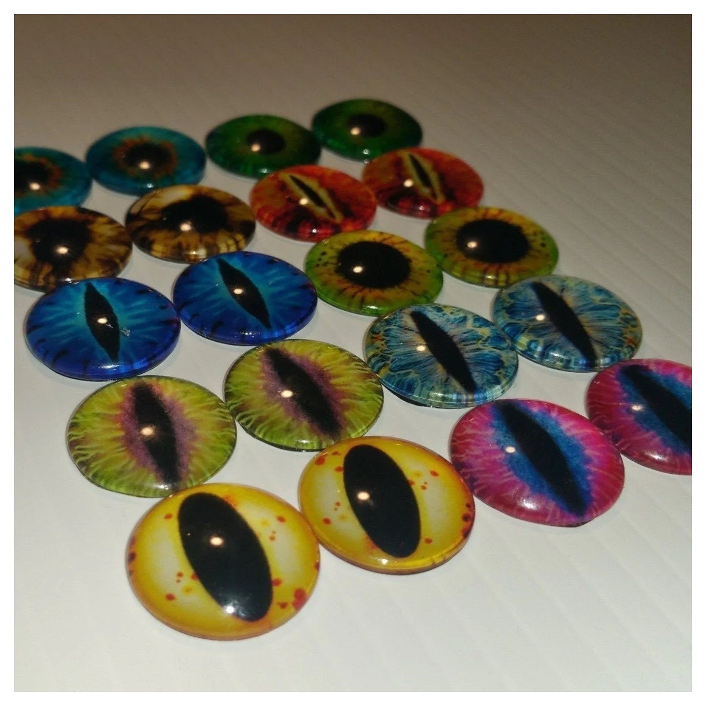 20pcs 20mm Glass Doll Cabochon Eyes Flat Bottom Curved Top Photographic Backing - - Asia Sell