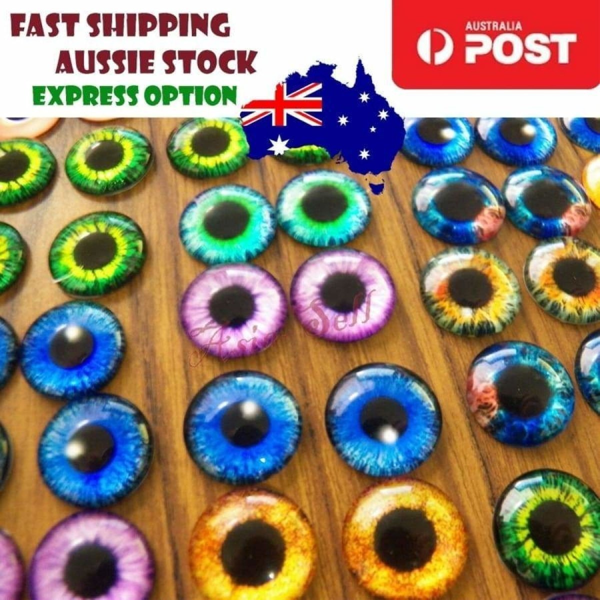 20pcs 20mm Glass Eyes Flat Backed Cabochon Glass Dolls Eyes DIY Crafts - - Asia Sell