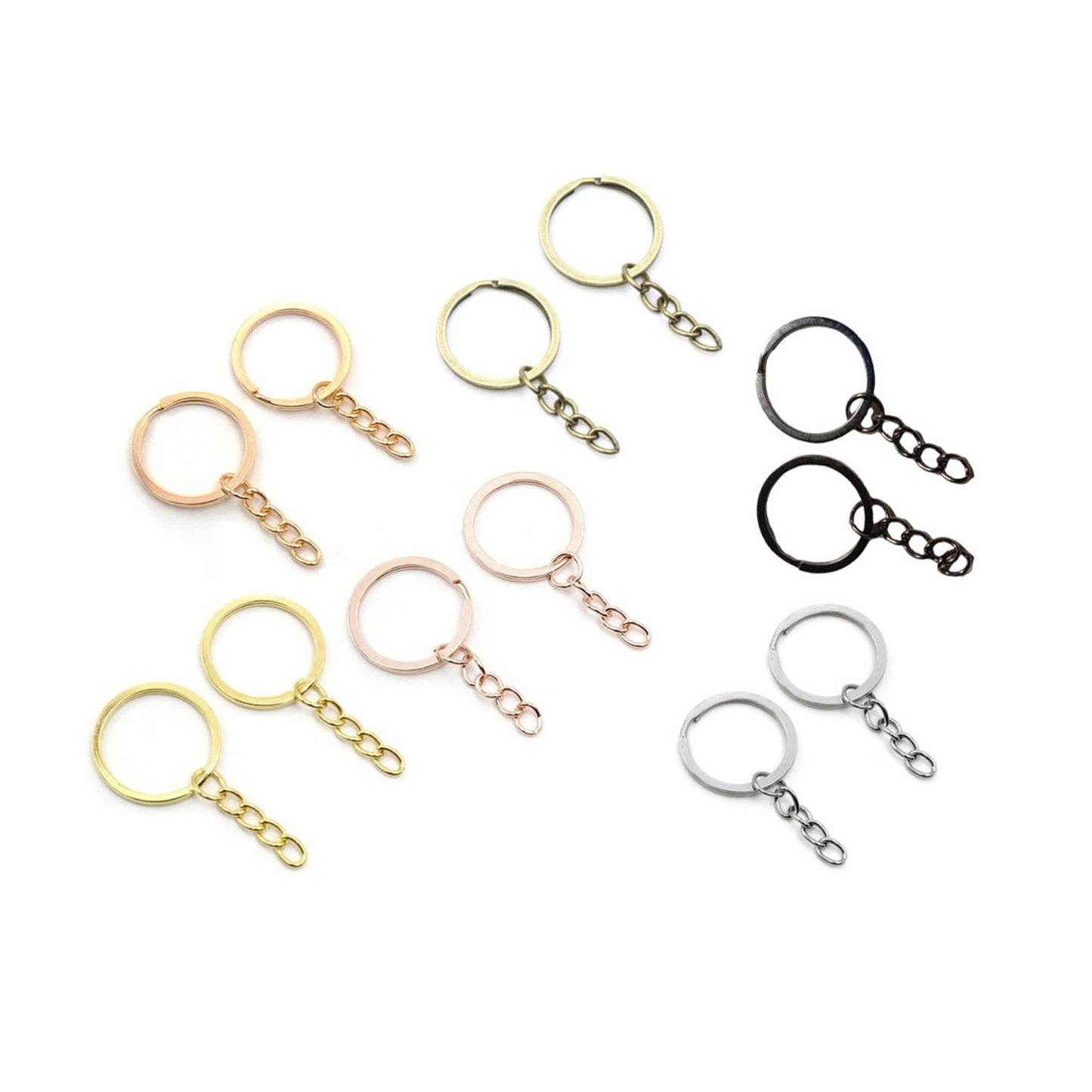 20pcs 25mm Rose Gold Black Rhodium Keyring Keychain Split Ring Chain Key Rings Key Chains - Main Image - Asia Sell