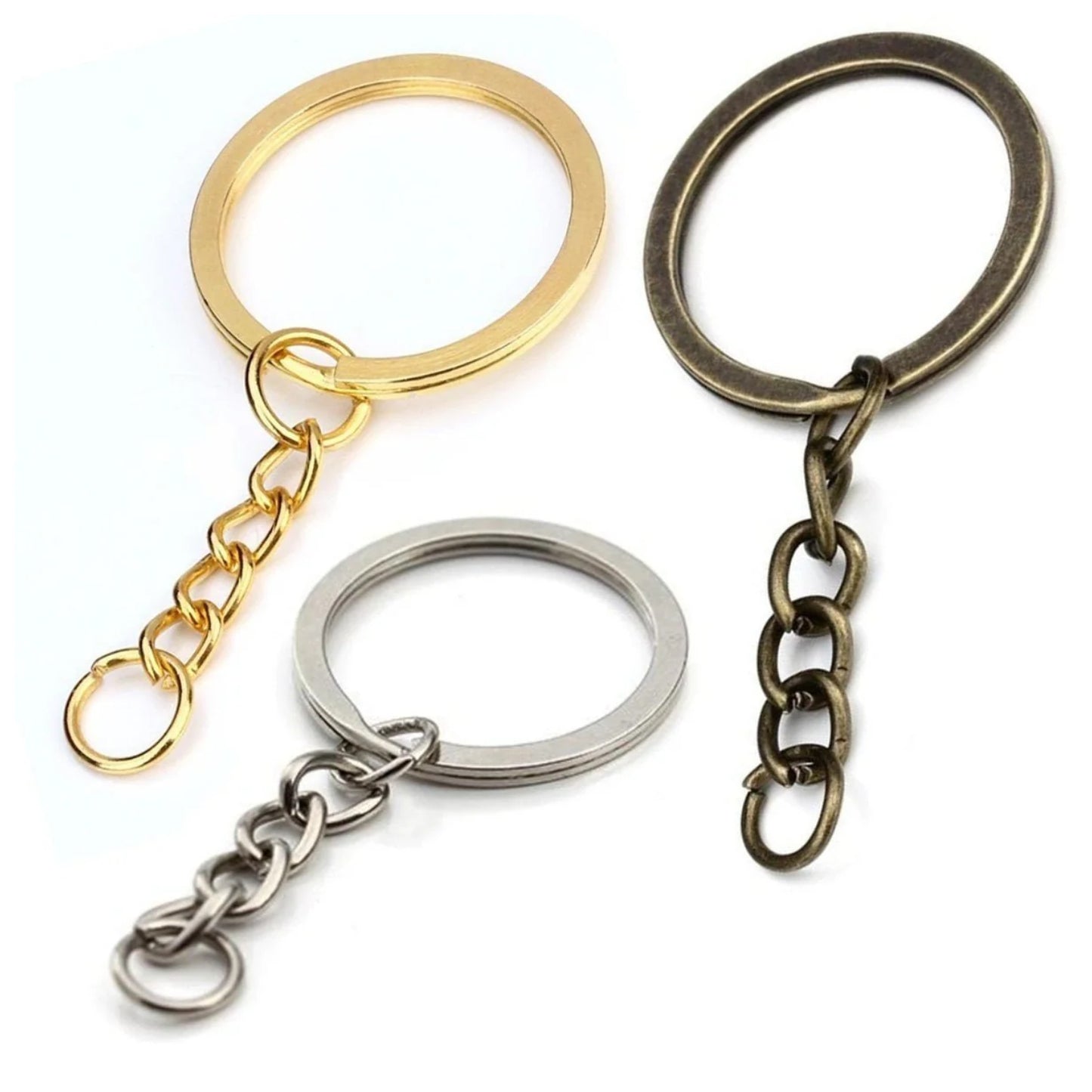 20pcs 28mm Gold Ancient Keyring Keychain Split Ring Chain Key Rings Key Chains - Antique Bronze - Asia Sell