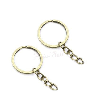 20pcs 28mm Rose Gold Ancient Keyring Keychain Split Ring Chain Key Rings Key Chains - Bronze - - Asia Sell