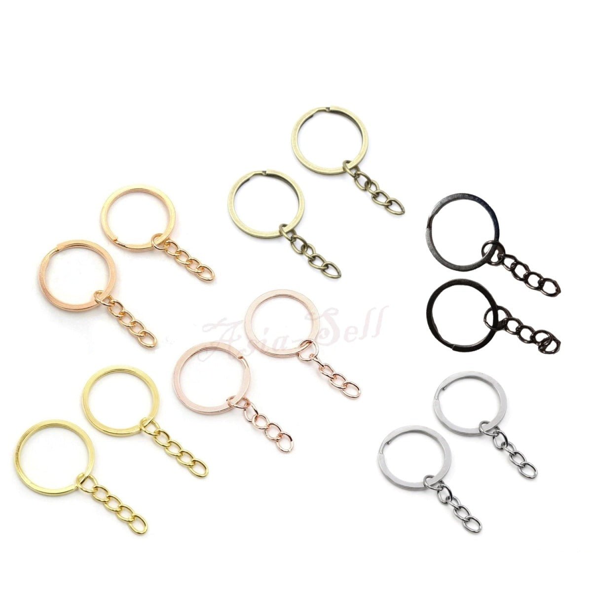 20pcs 28mm Rose Gold Ancient Keyring Keychain Split Ring Chain Key Rings Key Chains - Gold - Asia Sell