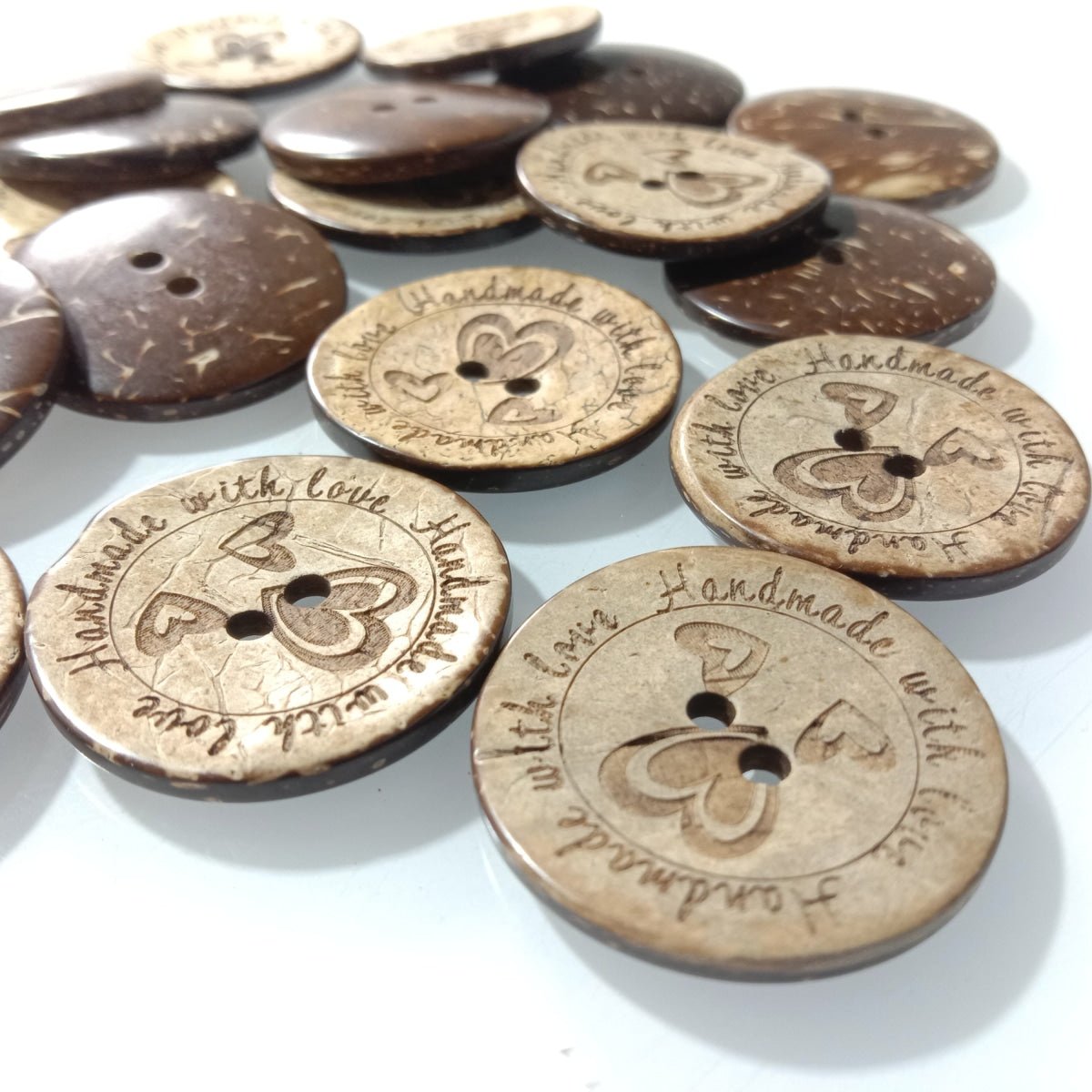 20pcs 30mm Handmade with love Coconut Sewing Buttons Crafts Extra Large Scrapbooking Wood - - Asia Sell