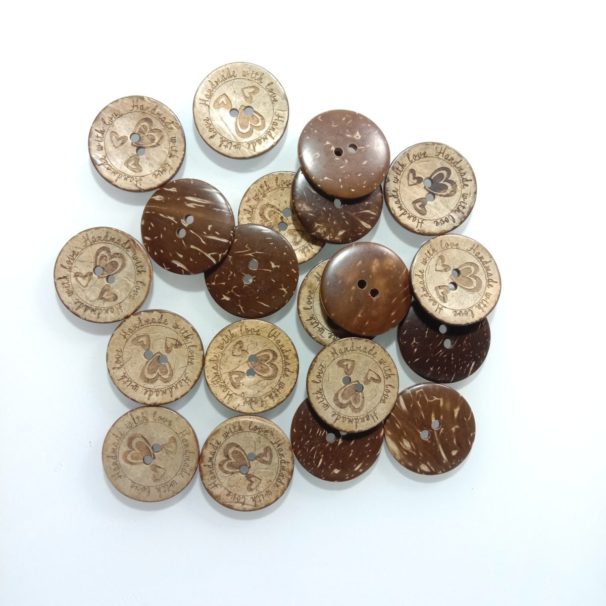 20pcs 30mm Handmade with love Coconut Sewing Buttons Crafts Extra Large Scrapbooking Wood - - Asia Sell