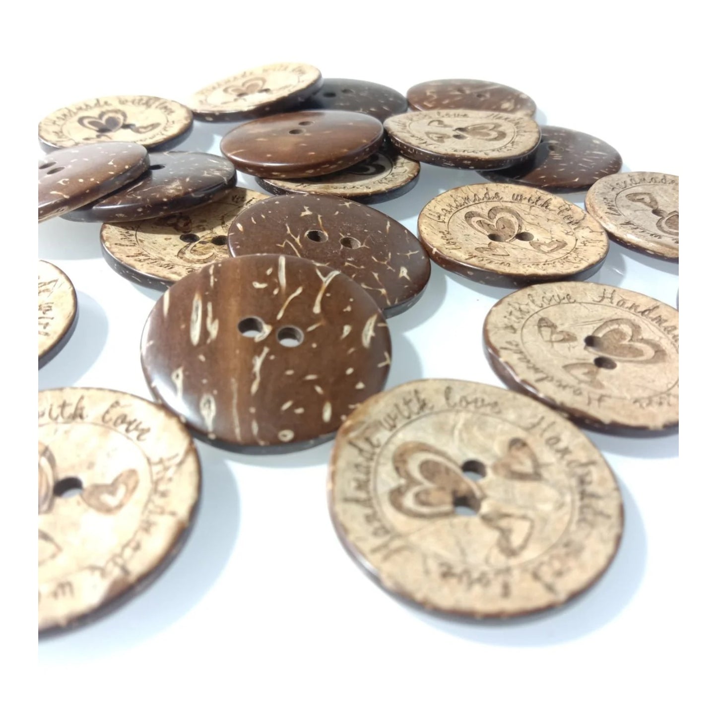 20pcs 30mm Handmade with love Coconut Sewing Buttons Crafts Extra Large Scrapbooking Wood - - Asia Sell