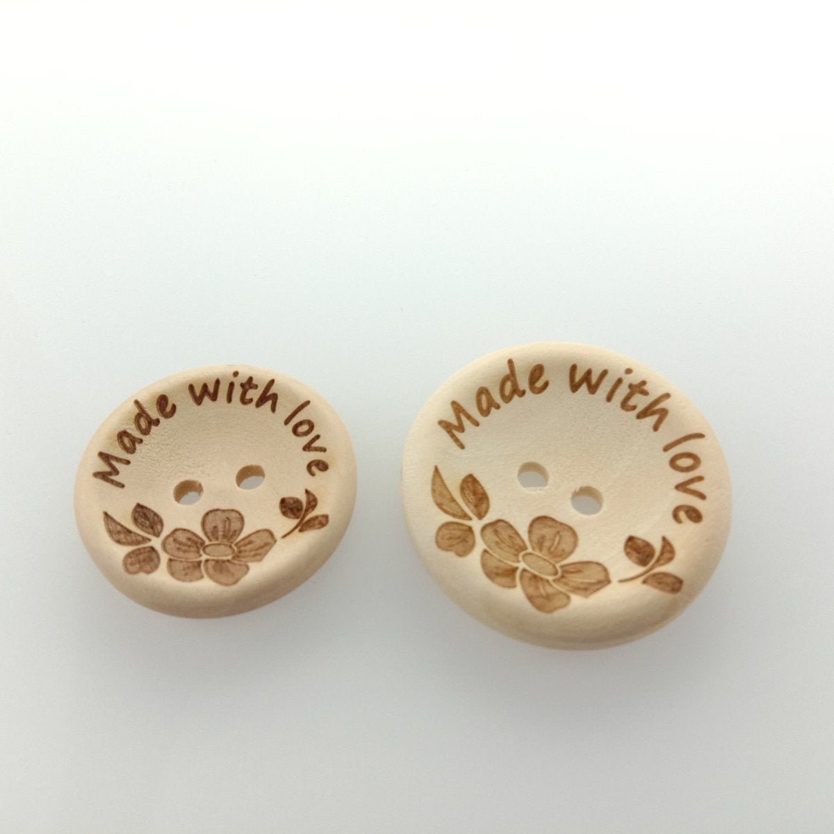 20pcs 30mm Made With Love Handmade Clothes Flower Wooden Sewing Buttons - - Asia Sell