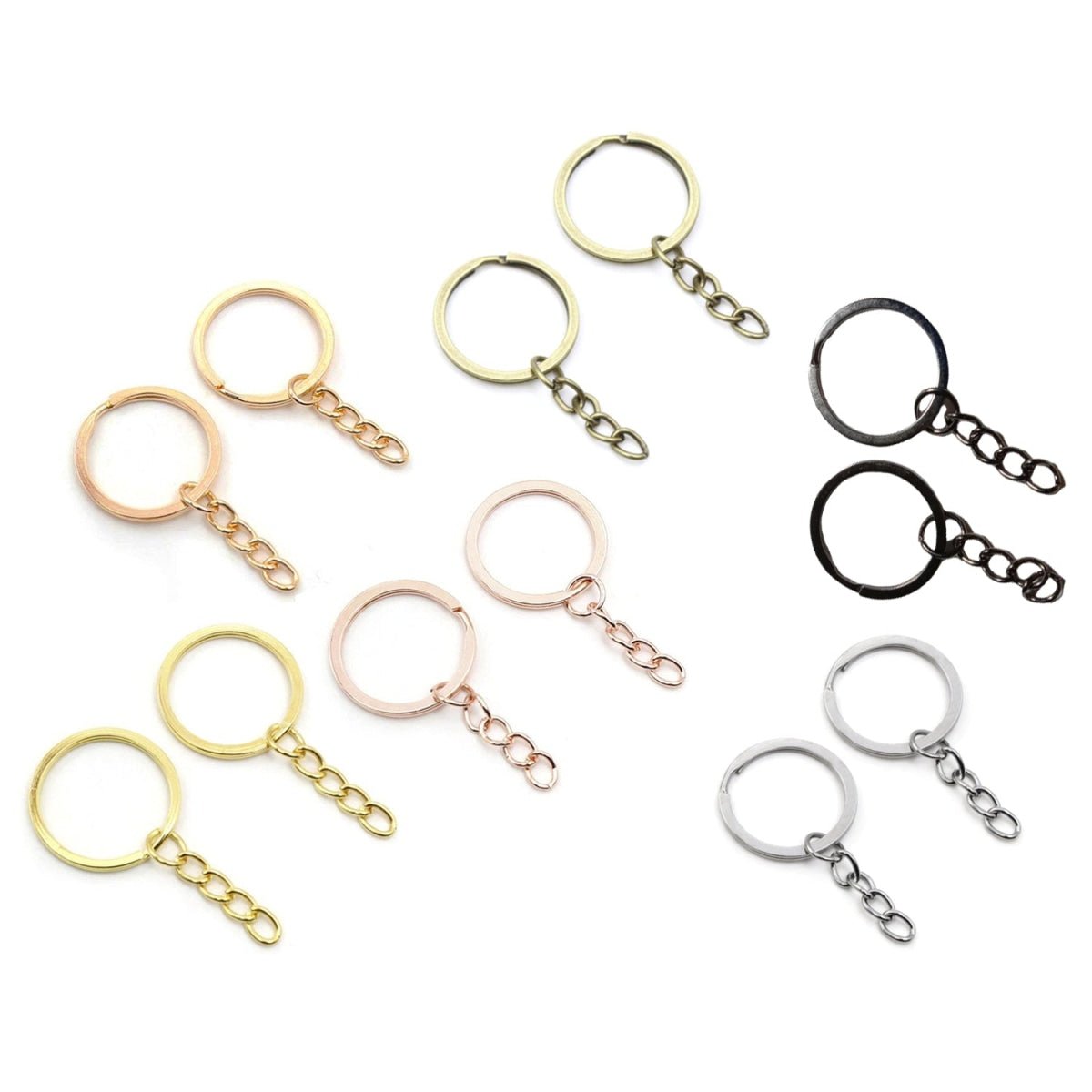 20pcs 30mm Rose Gold Ancient Keyring Keychain Split Ring Chain Key Rings Key Chains - Gold - - Asia Sell