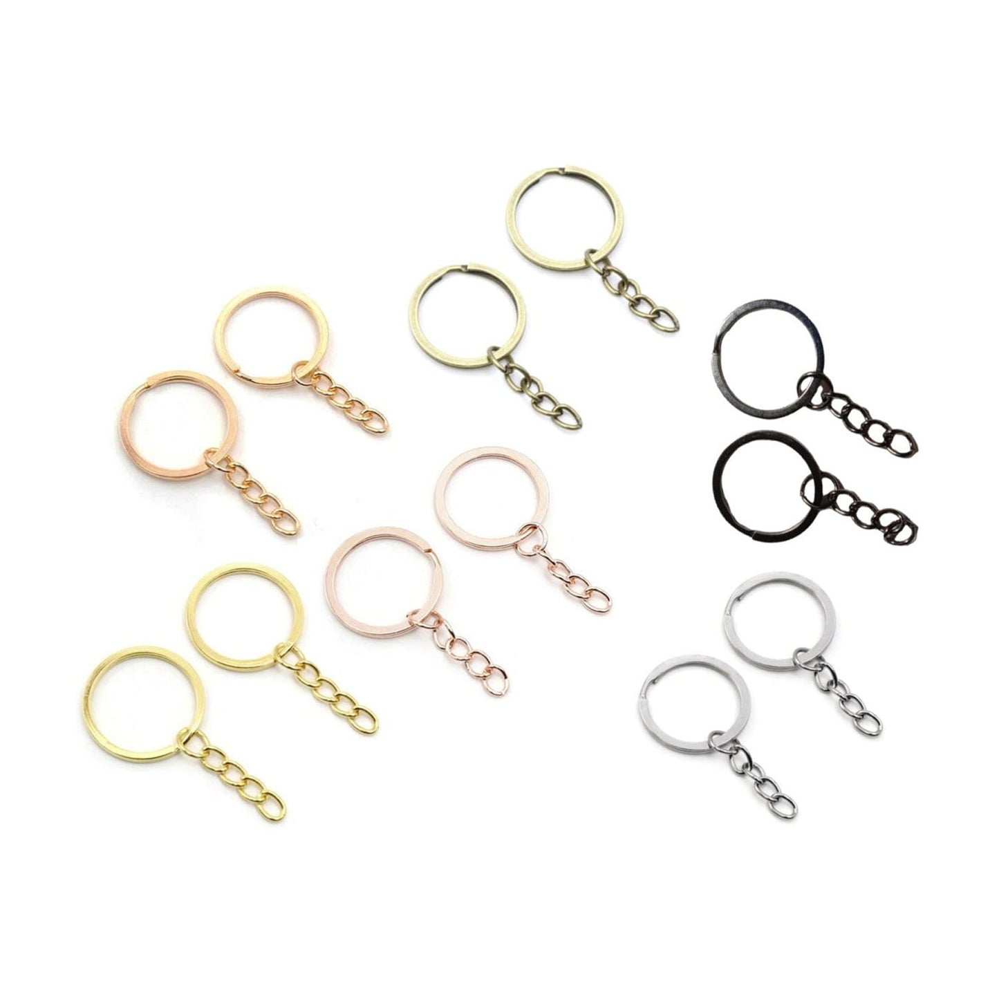 20pcs 30mm Rose Gold Ancient Keyring Keychain Split Ring Chain Key Rings Key Chains - Main Image - Asia Sell
