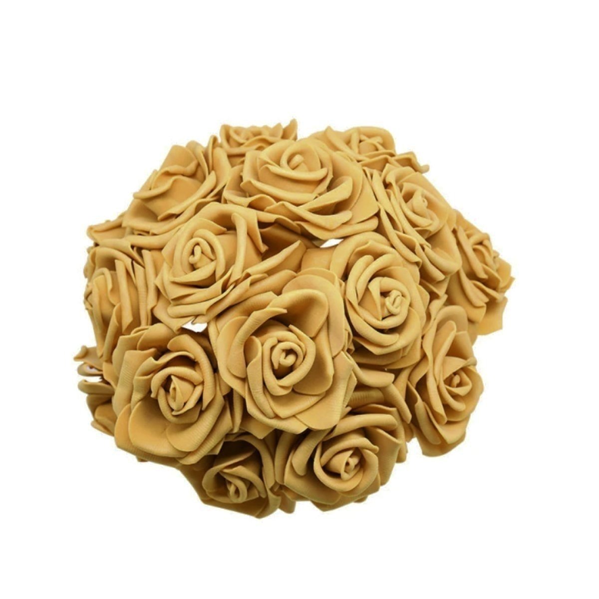 20pcs 8cm Artificial Flowers Foam Rose Fake Bride Bouquet Wedding - Gold - Asia Sell