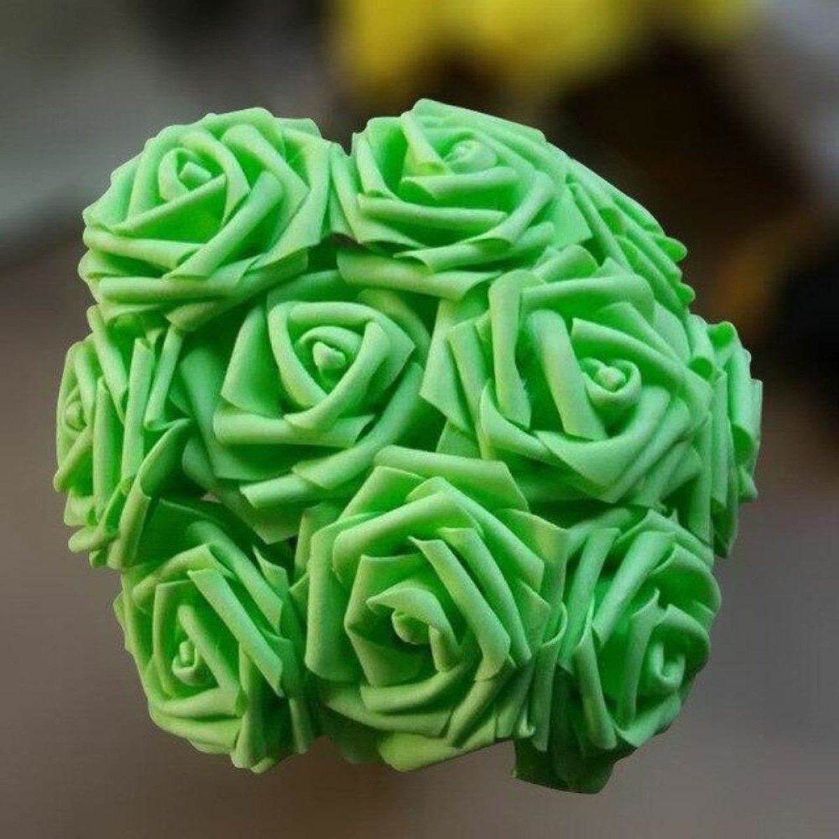 20pcs 8cm Artificial Flowers Foam Rose Fake Bride Bouquet Wedding - Green - Asia Sell