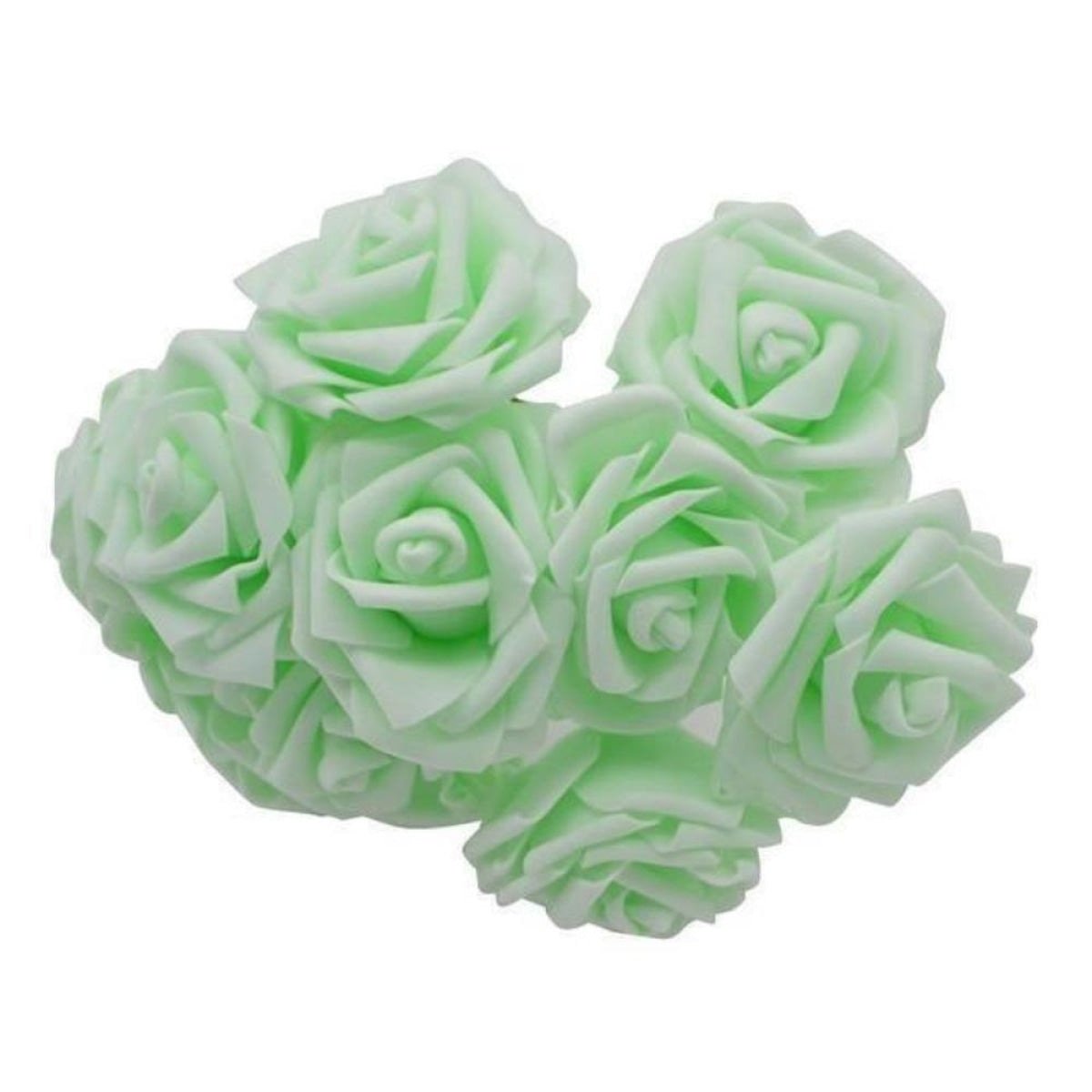 20pcs 8cm Artificial Flowers Foam Rose Fake Bride Bouquet Wedding - Light Green - Asia Sell