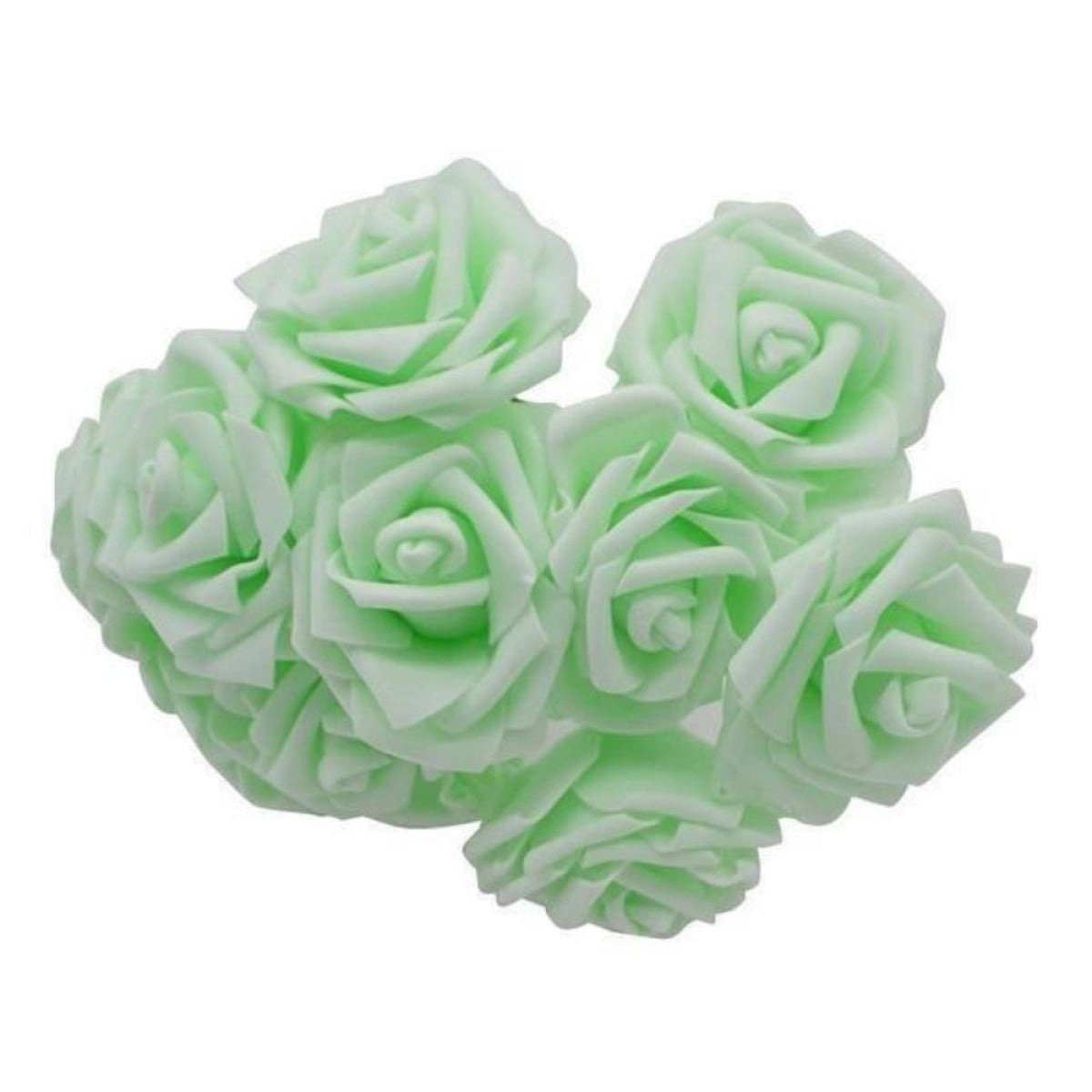 20pcs 8cm Artificial Flowers Foam Rose Fake Bride Bouquet Wedding - Light Green - - Asia Sell