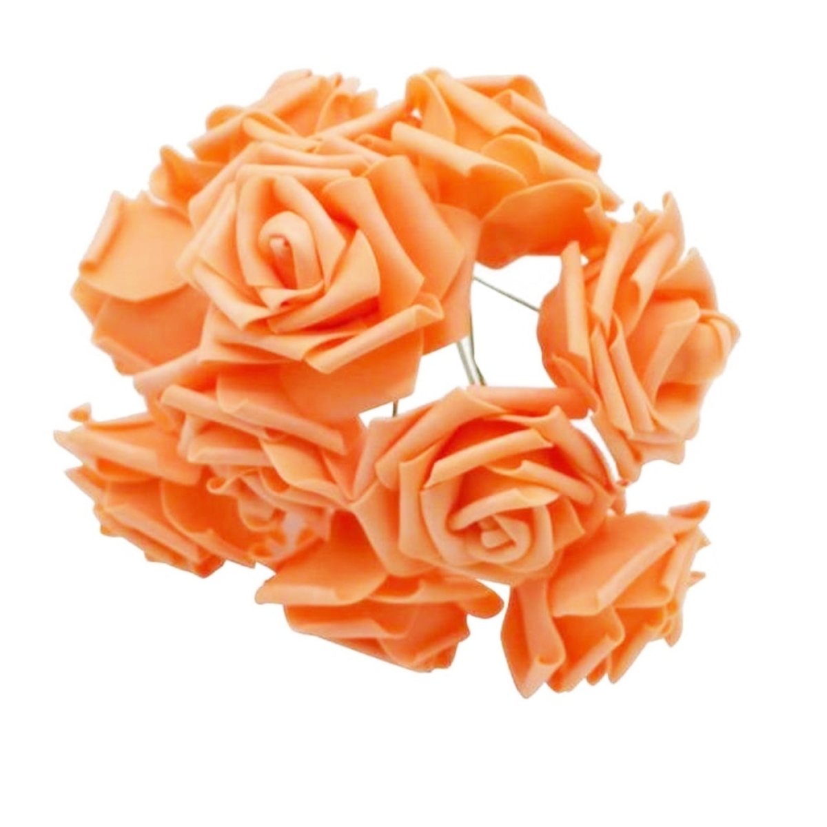 20pcs 8cm Artificial Flowers Foam Rose Fake Bride Bouquet Wedding - Peach/Orange - Asia Sell