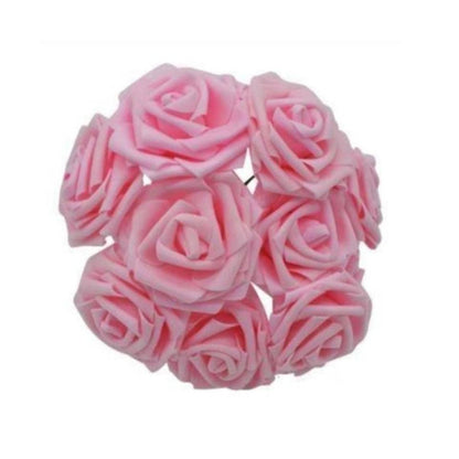 20pcs 8cm Artificial Flowers Foam Rose Fake Bride Bouquet Wedding - Pink 2 - - Asia Sell