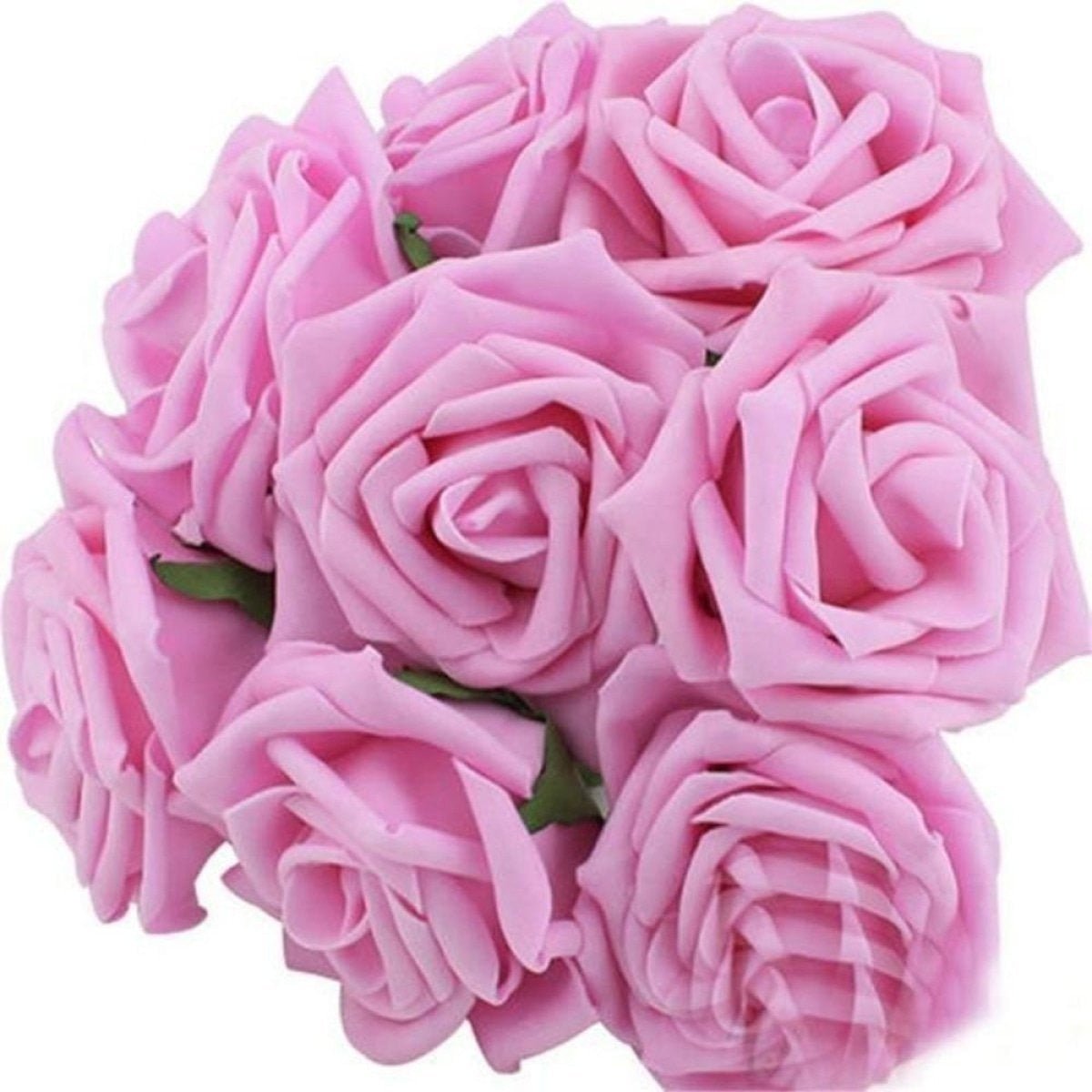 20pcs 8cm Artificial Flowers Foam Rose Fake Bride Bouquet Wedding - Purple - Asia Sell