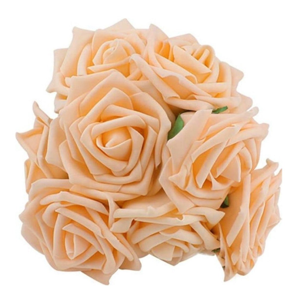 20pcs 8cm Artificial Flowers with Stems Foam Rose Fake Bride Bouquet Wedding Set B - Peach/Orange 2 - Asia Sell
