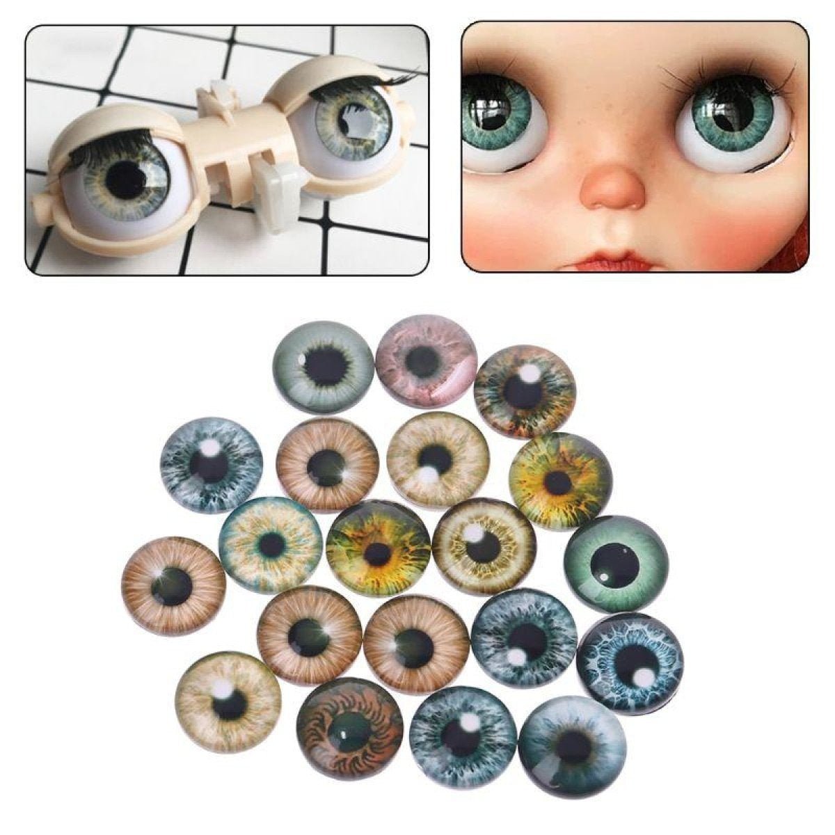 20pcs 8mm/12mm/18mm Glass Doll Eyes Animal Figurine Eyes For Dinosaur - 12mm - - Asia Sell
