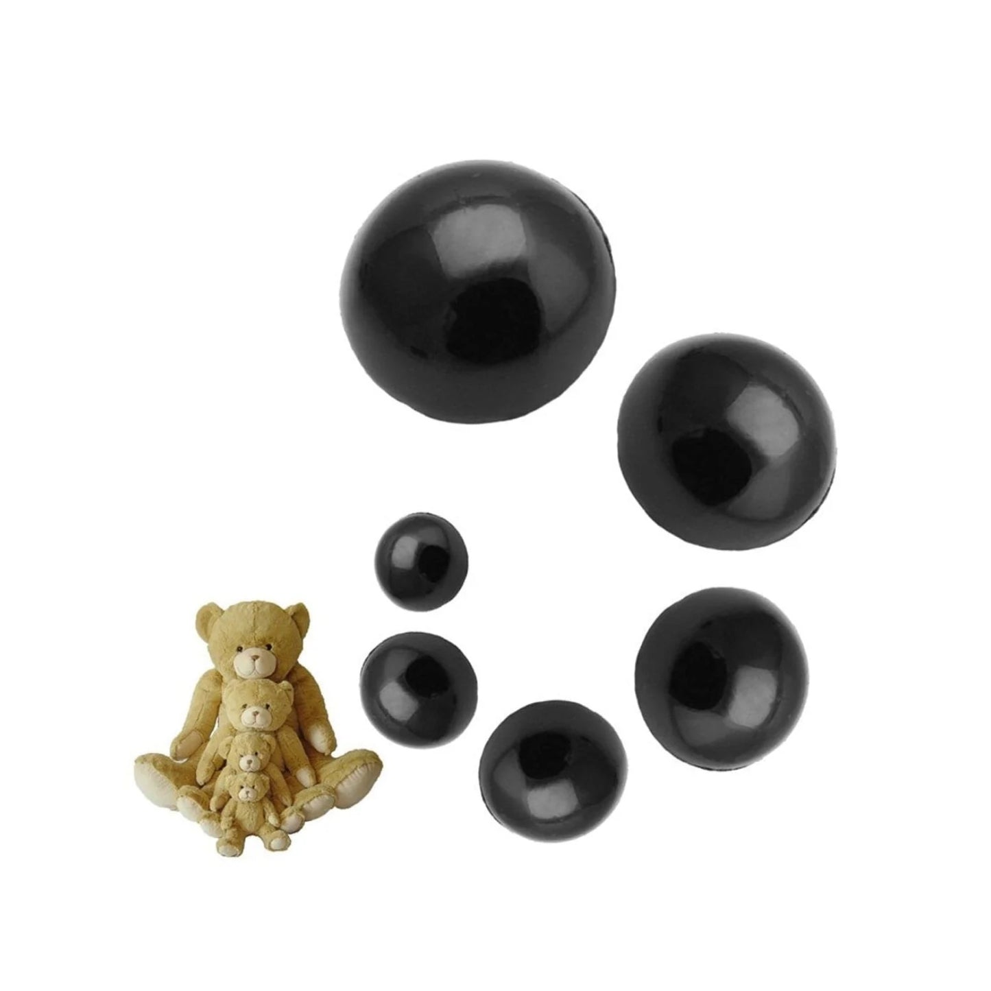 20pcs 9-25mm Plastic Buttons Round Mushroom Domed Sewing Loop Shank Black DIY Animal Eyes Toy Teddy - 9mm - Asia Sell