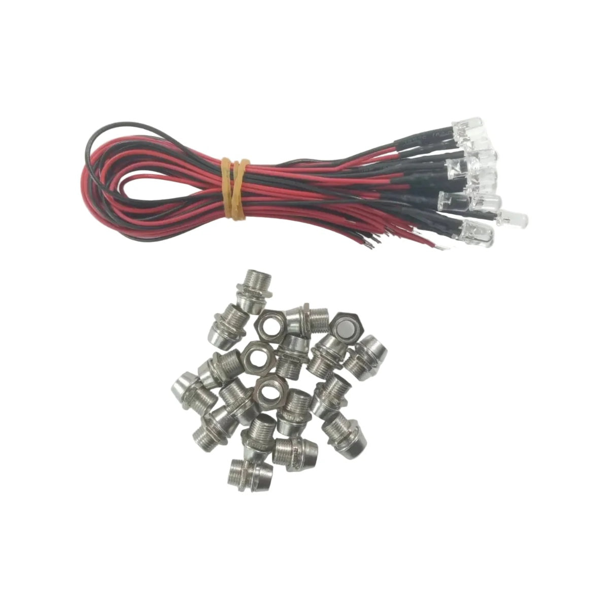 20pcs Each 5mm 12V Wired LEDs Cables + Panel Mount Bezels White Blue Green UV Red Yellow Pink RGB 8000MCD LED - UV - Asia Sell