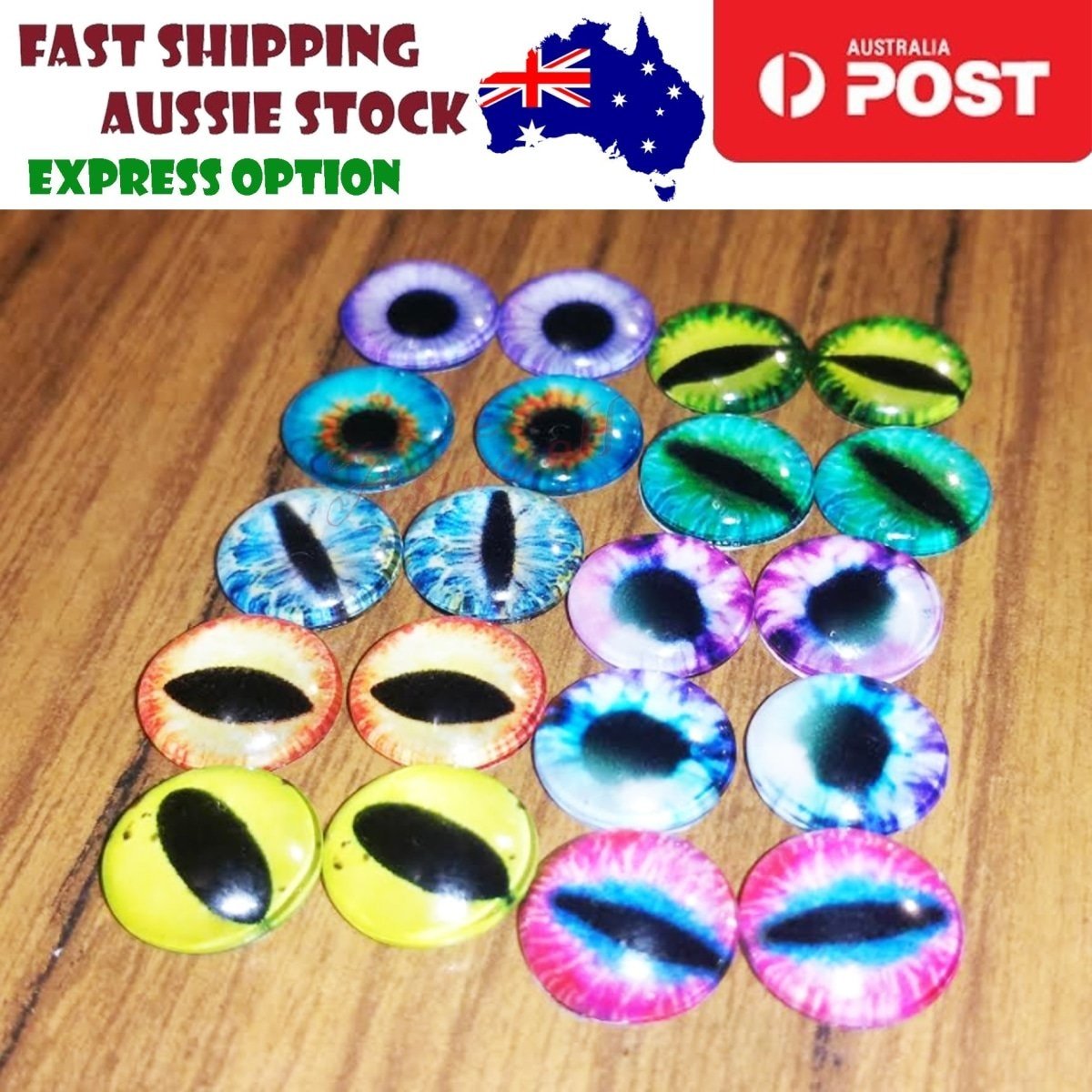 20pcs Glass Eyes 12mm Mixed Cats Eyes Round Pupils Cabochons - - Asia Sell