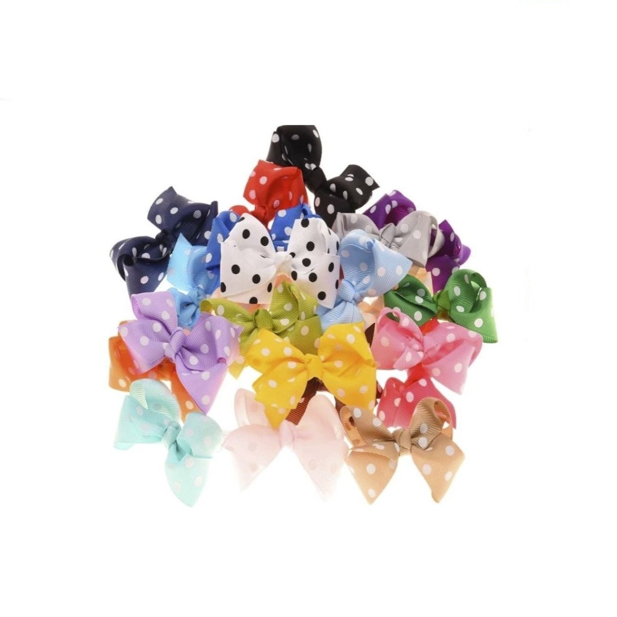 20pcs Hair Bows and Bowties Fabric Barette Grosgrain Ribbon For Girl Baby Kids - Dot Coloured - Asia Sell