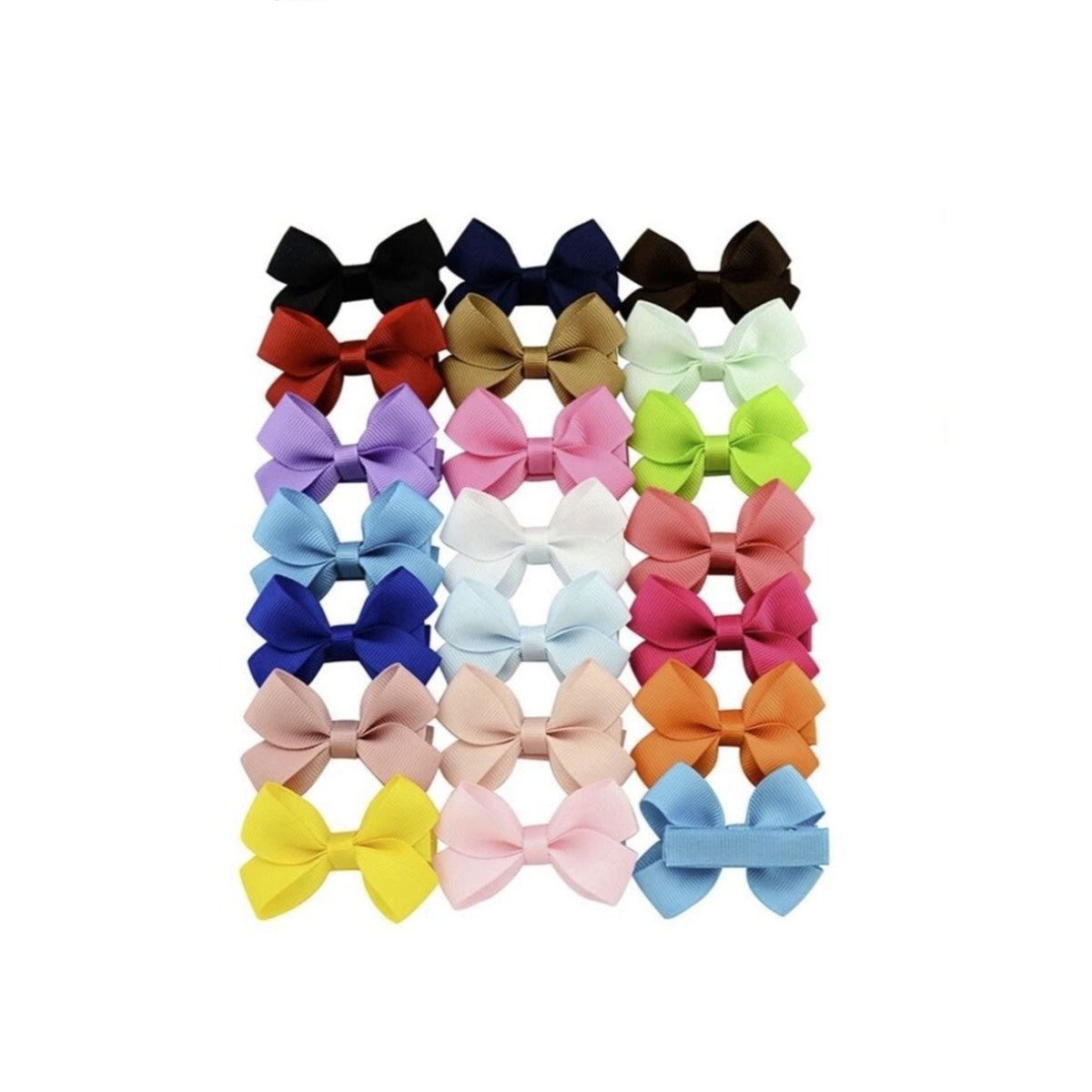 20pcs Hair Bows and Bowties Fabric Barette Grosgrain Ribbon For Girl Baby Kids - Plain Coloured 1 - Asia Sell