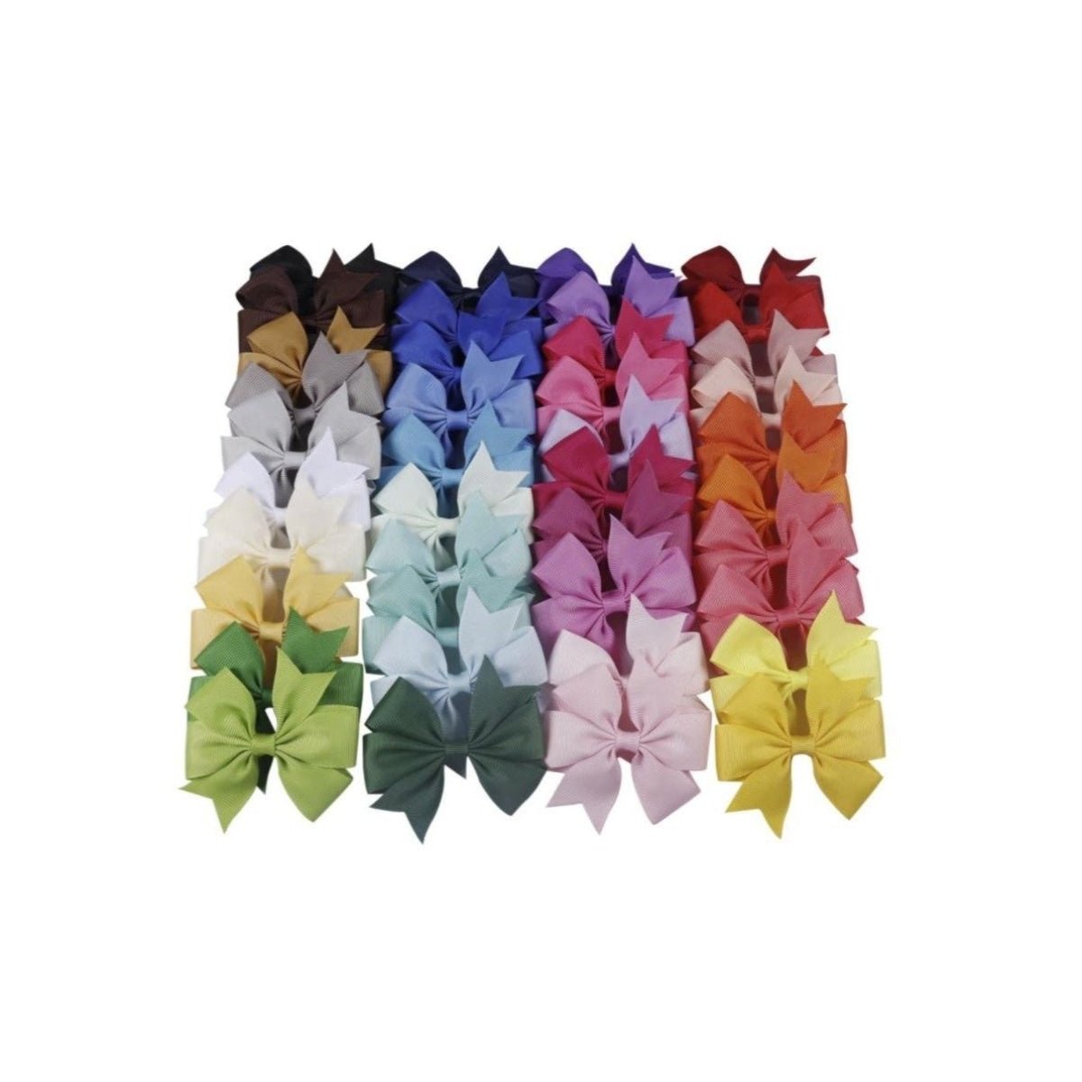 20pcs Hair Bows and Bowties Fabric Barette Grosgrain Ribbon For Girl Baby Kids - Plain Coloured 2 - Asia Sell