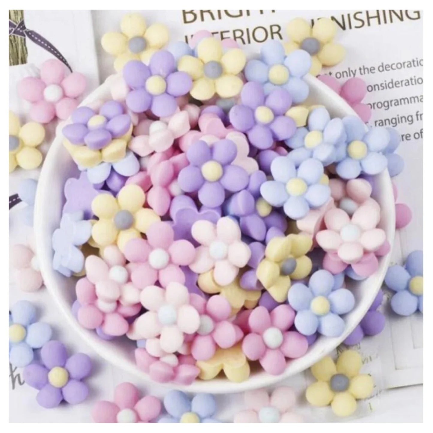 20pcs Plastic Flower Decoration Crafts Beads Flatback Cabochon Scrapbook DIY Embellishments - - Asia Sell