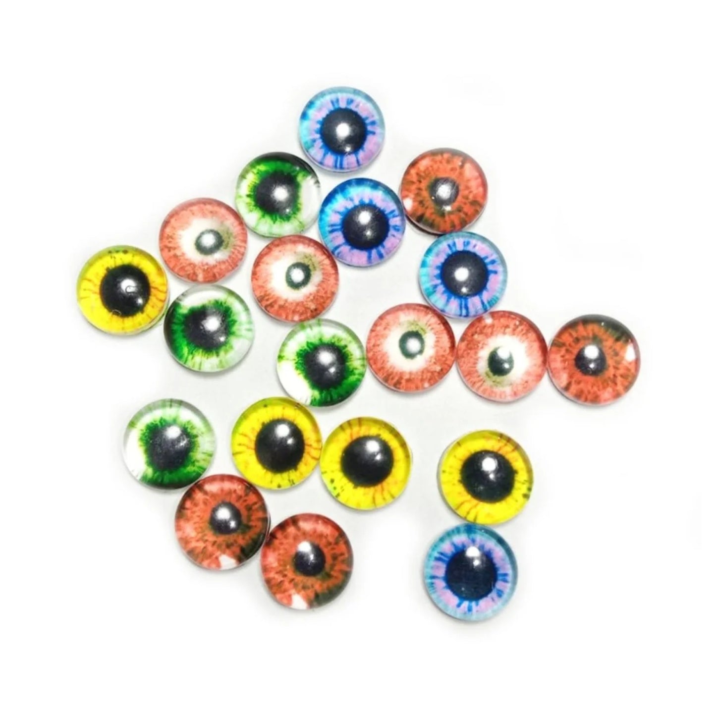 20pcs Round Pupil Glass Eyes 8mm Eye Cabochon Charms Cabochon Pattern DIY Crafts - - Asia Sell