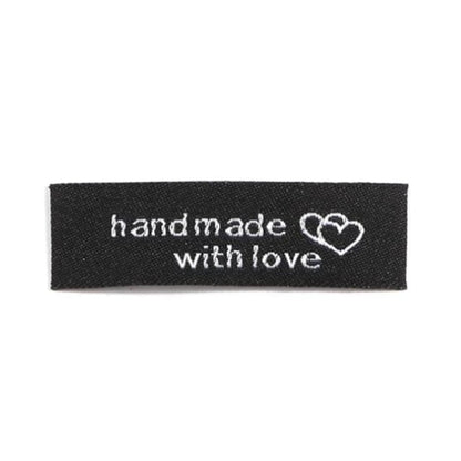 20pcs Sewing Tags Clothing Labels Cloth Fabric "Handmade with Love" Bags DIY - Black - - Asia Sell