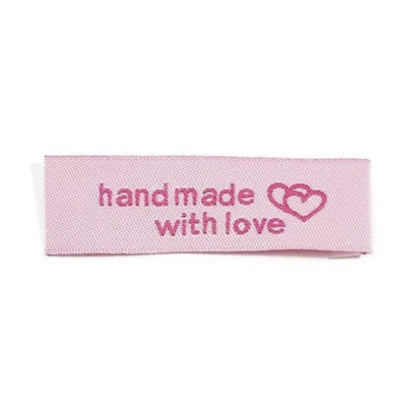 20pcs Sewing Tags Clothing Labels Cloth Fabric "Handmade with Love" Bags DIY - Pink - - Asia Sell
