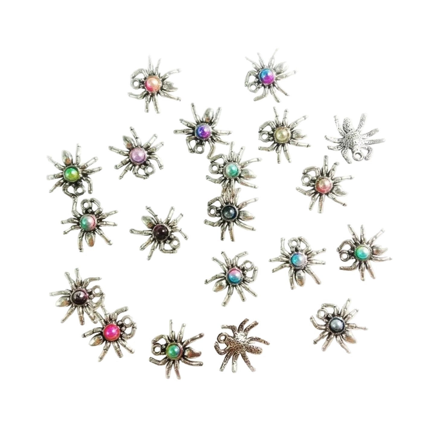 20pcs Spider Charms Mixed Acrylic Animal Pendants Tibetan Silver Tone 17x19mm - - Asia Sell