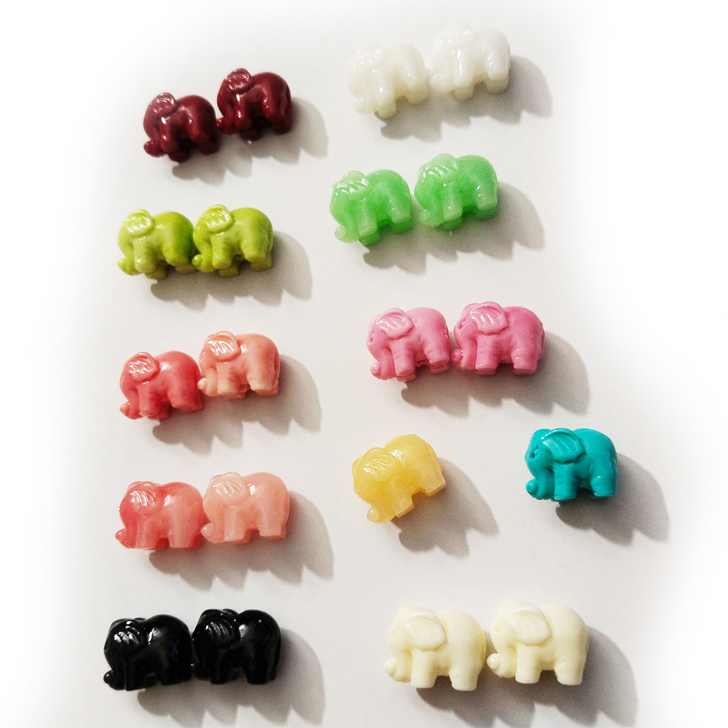 20pcs 15mm Elephant Beads Crafts Artificial Charms Spacer Beads for Jewellery Making DIY Necklace Bracelet Mixed