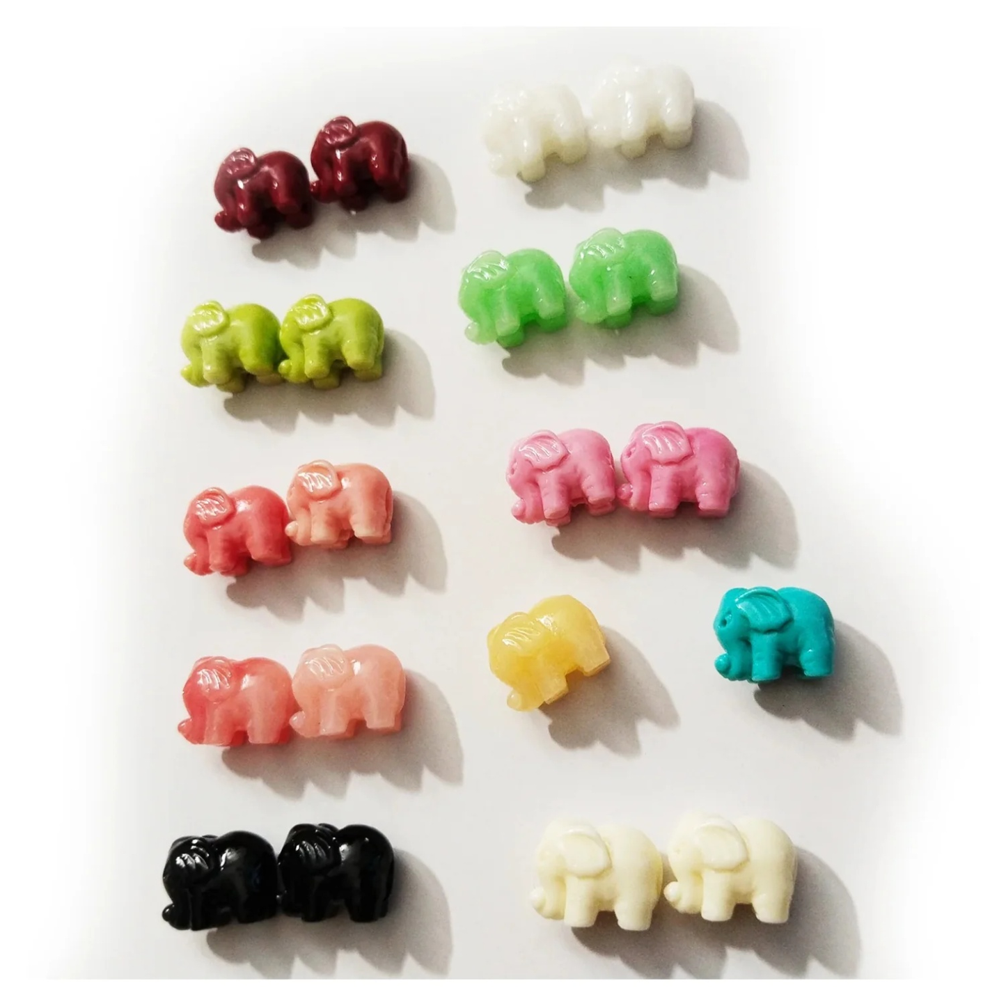 20pcs 15mm Elephant Beads Crafts Artificial Charms Spacer Beads for Jewellery Making DIY Necklace Bracelet Mixed