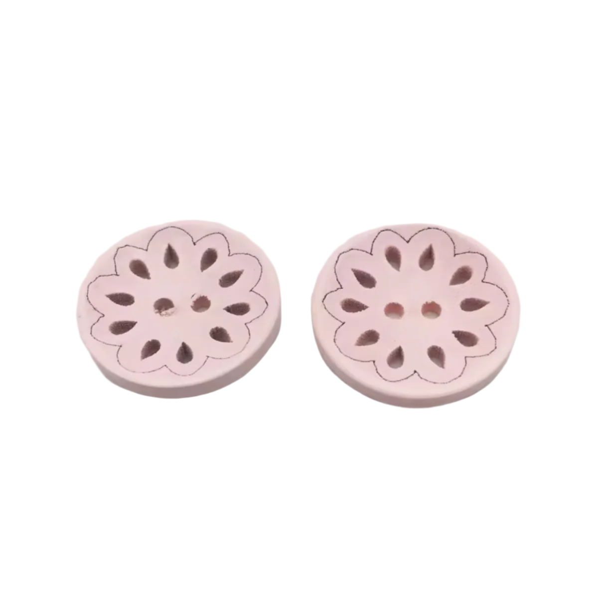 20pcs 25mm Pink Wood Round Hollow Flower Buttons Sewing 2 Holes Embellishments Cardmaking Scrapbooking Crafts | Asia Sell